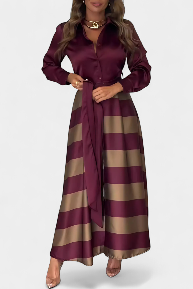 Nessia | Long Striped Shirt Dress with Belt 👗✨