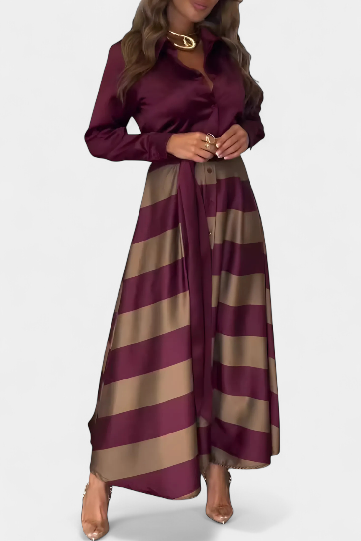 Nessia | Long Striped Shirt Dress with Belt 👗✨