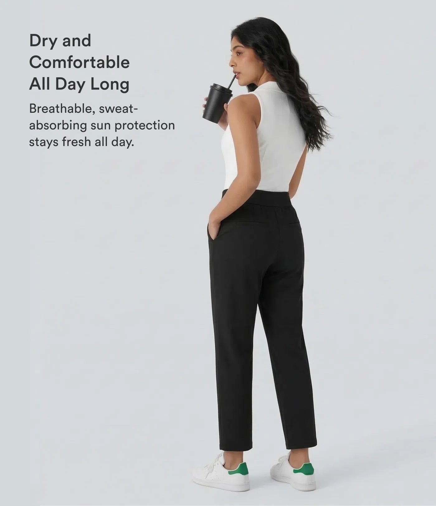 “Mid-rise, quick-drying golf pants with multiple pockets.”