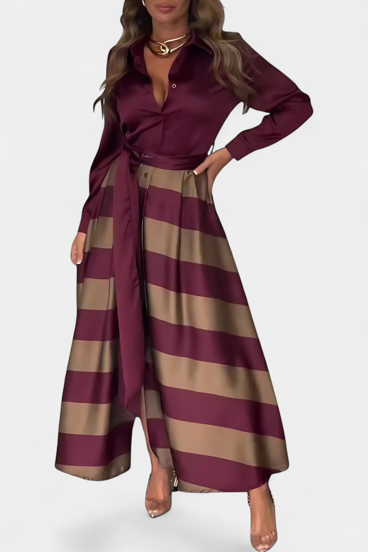 Nessia | Long Striped Shirt Dress with Belt 👗✨