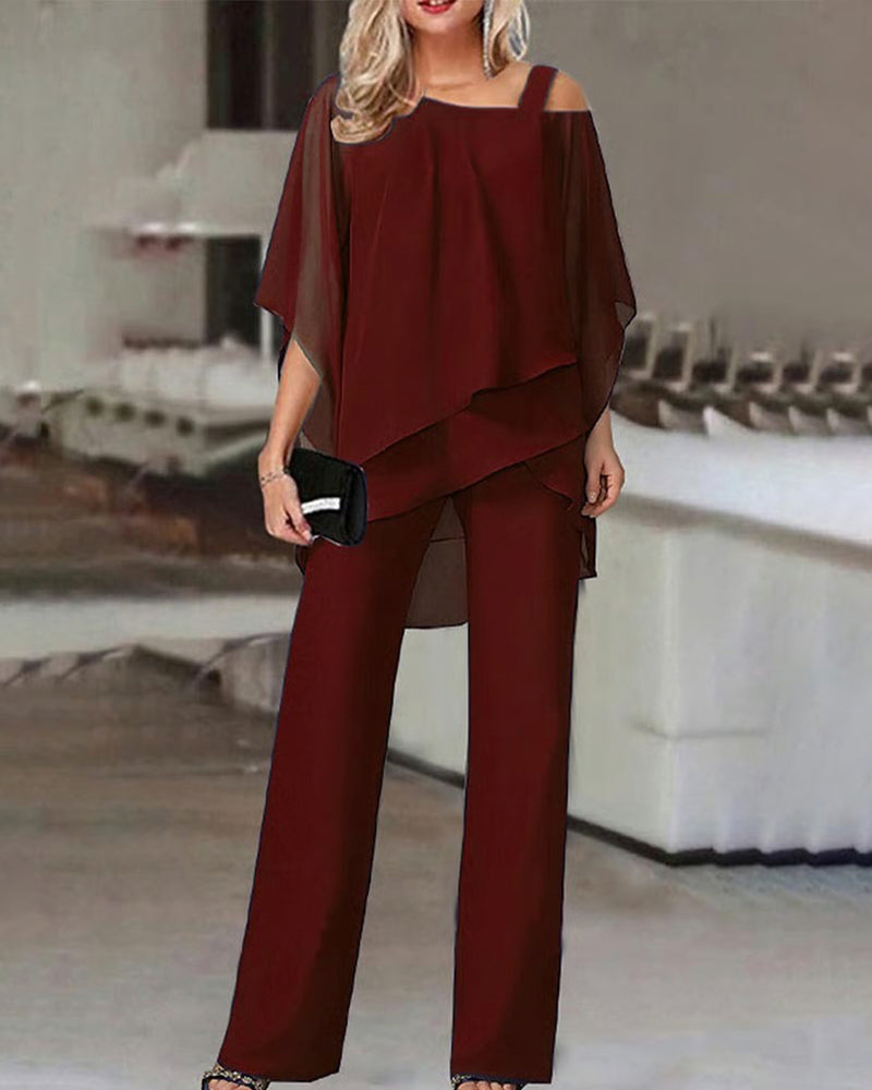 “Tweedélia Luxe Off-Shoulder Set with Batwing Sleeves”