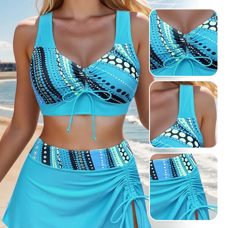 Women's Three-Piece V-Neck Swimsuit with Drawstring ✨