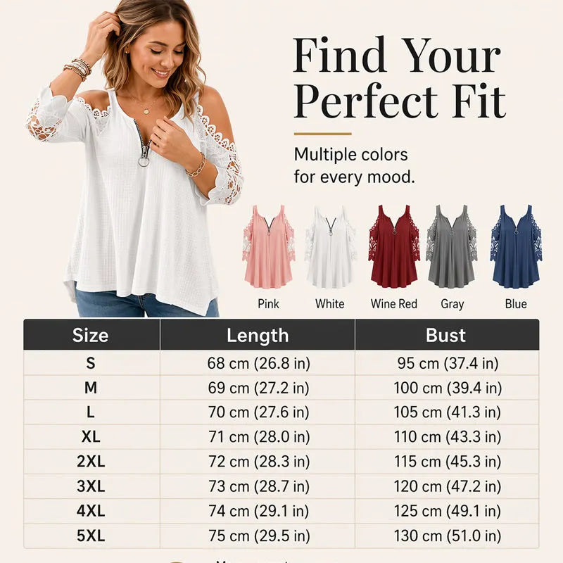 ⌛ Limited-Time Offer – Women’s Lace Off-Shoulder Blouse with Zipper