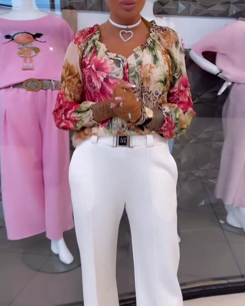 Florielle Petal V-Neck Blouse