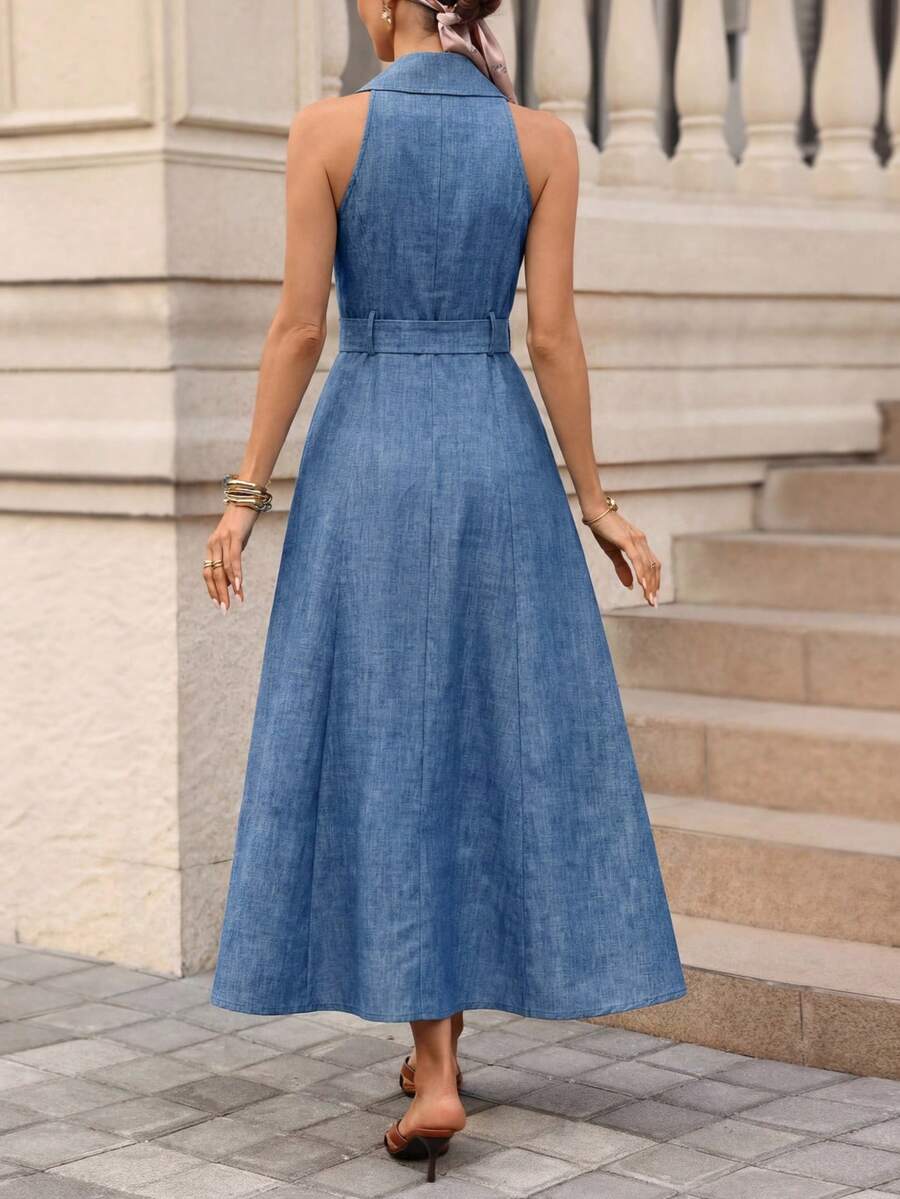 Azure Belle Belted Maxi Dress