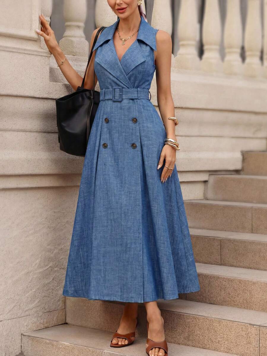 Azure Belle Belted Maxi Dress