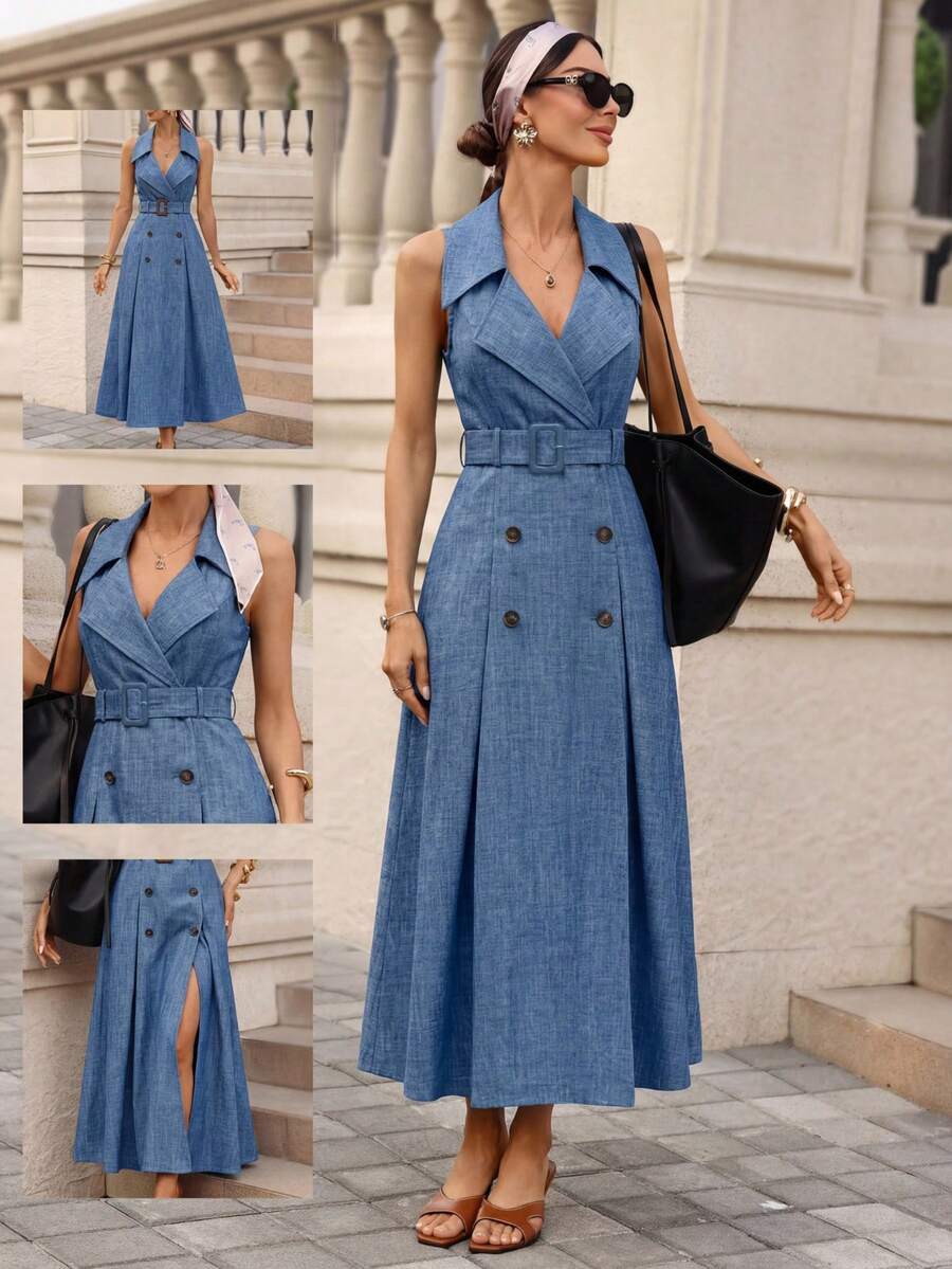 Azure Belle Belted Maxi Dress