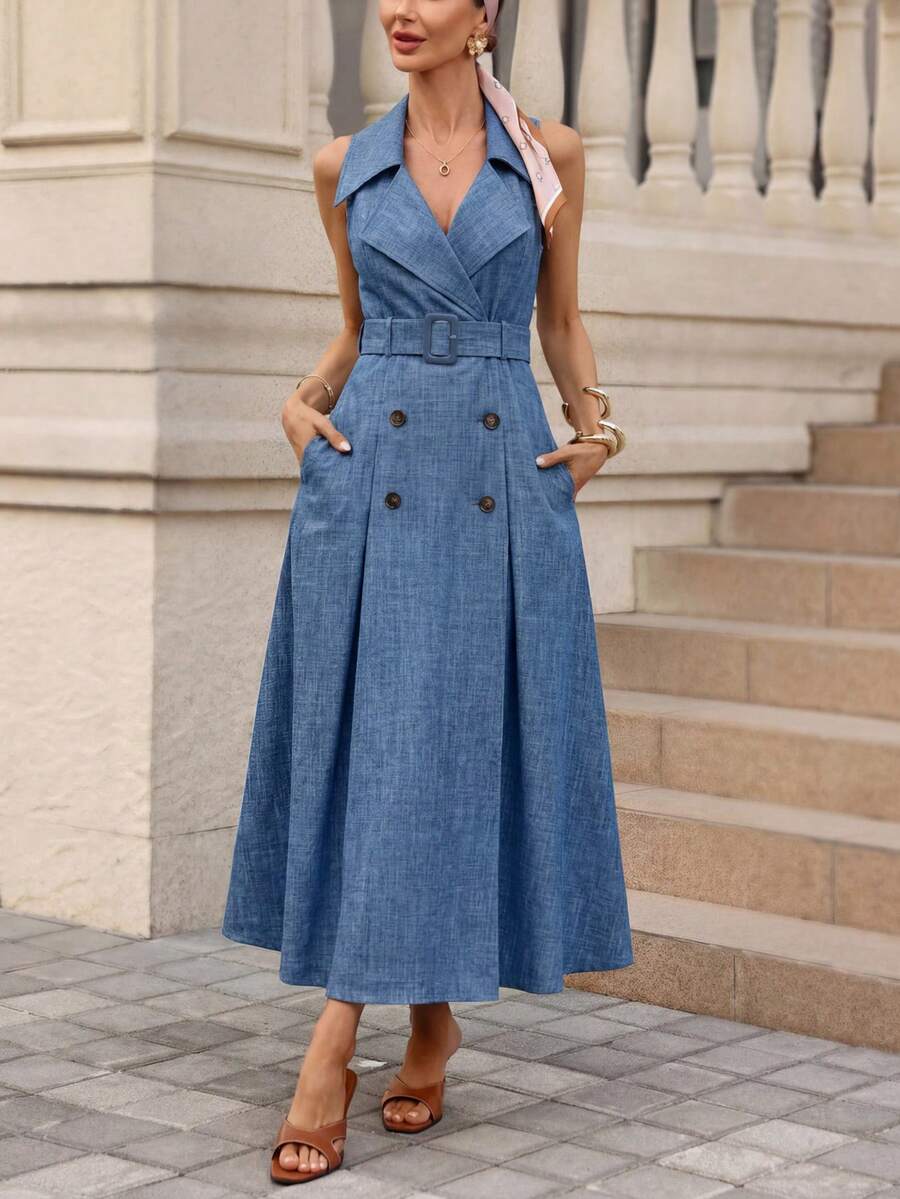 Azure Belle Belted Maxi Dress