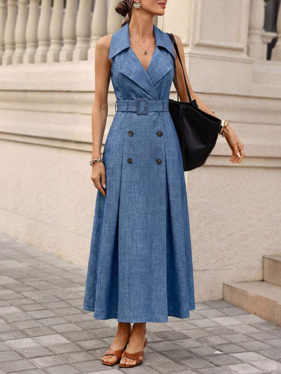 Azure Belle Belted Maxi Dress