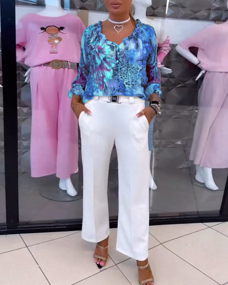 Florielle Petal V-Neck Blouse