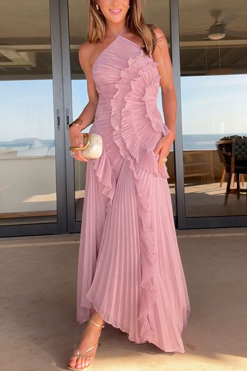Rosé Pleated Maxi Dress