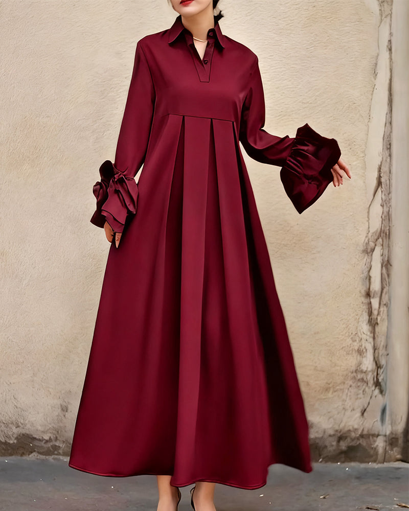 Fashion Shirt-Collar Flared Dress 👗✨