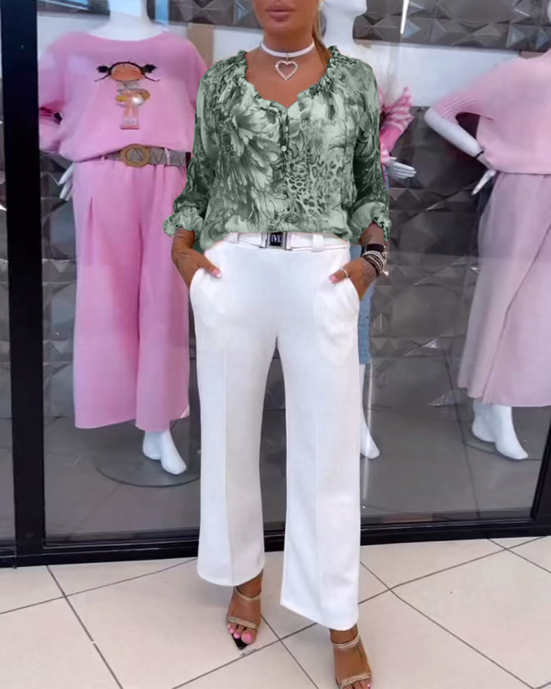 Florielle Petal V-Neck Blouse