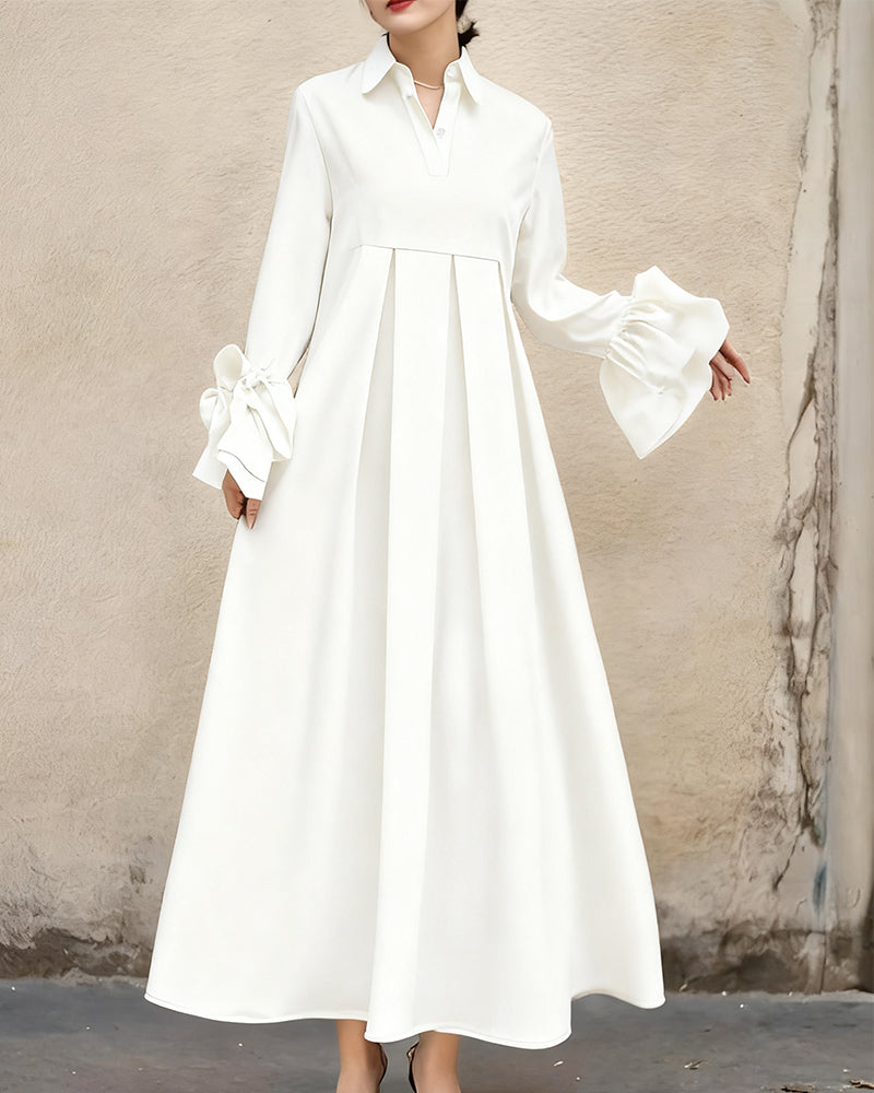 Fashion Shirt-Collar Flared Dress 👗✨