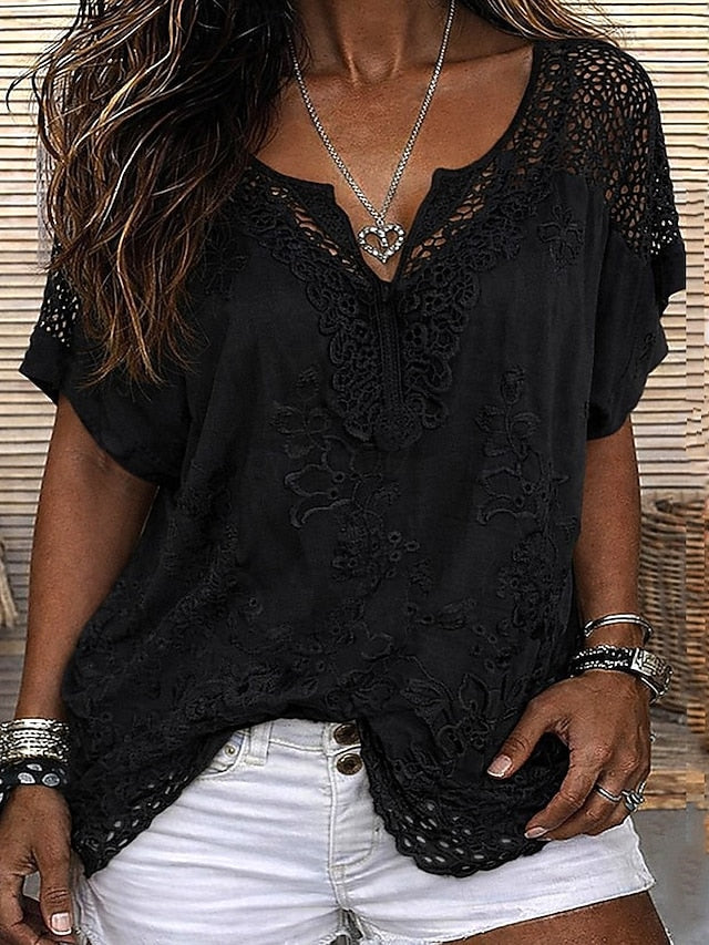 Women's Lace Solid Color Casual Blouse ✨👚