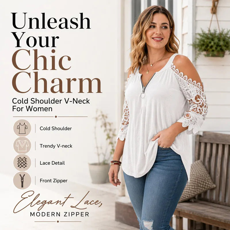 ⌛ Limited-Time Offer – Women’s Lace Off-Shoulder Blouse with Zipper