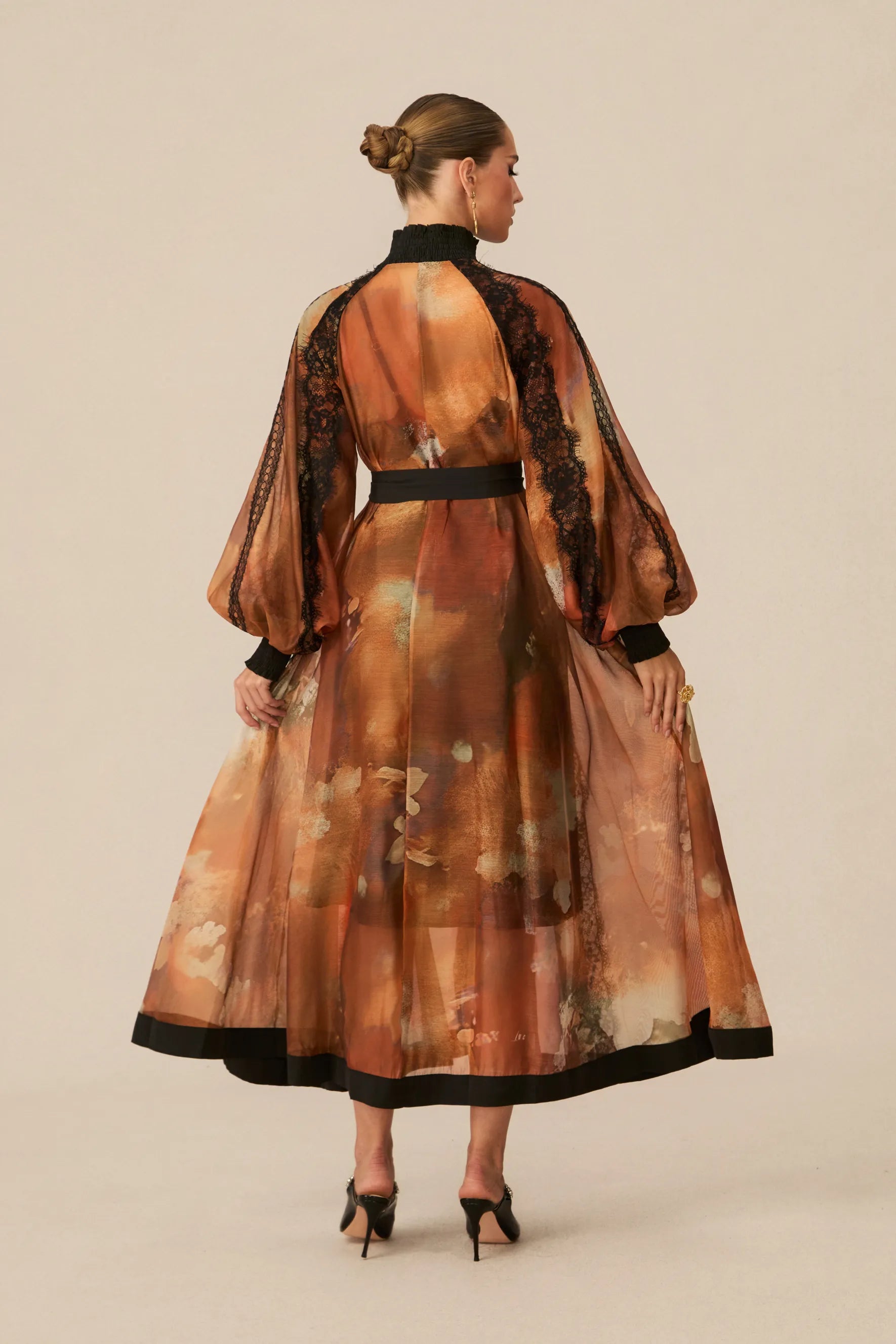 Orange Lace Midi Dress