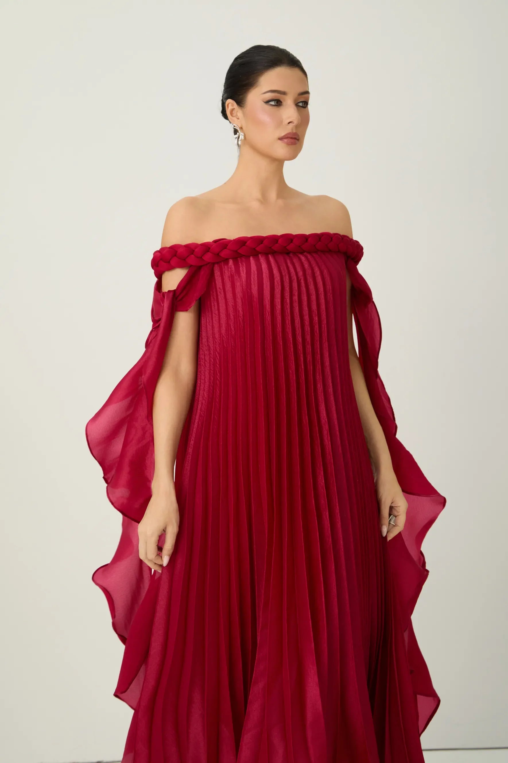 Burgundy Off-Shoulder Maxi