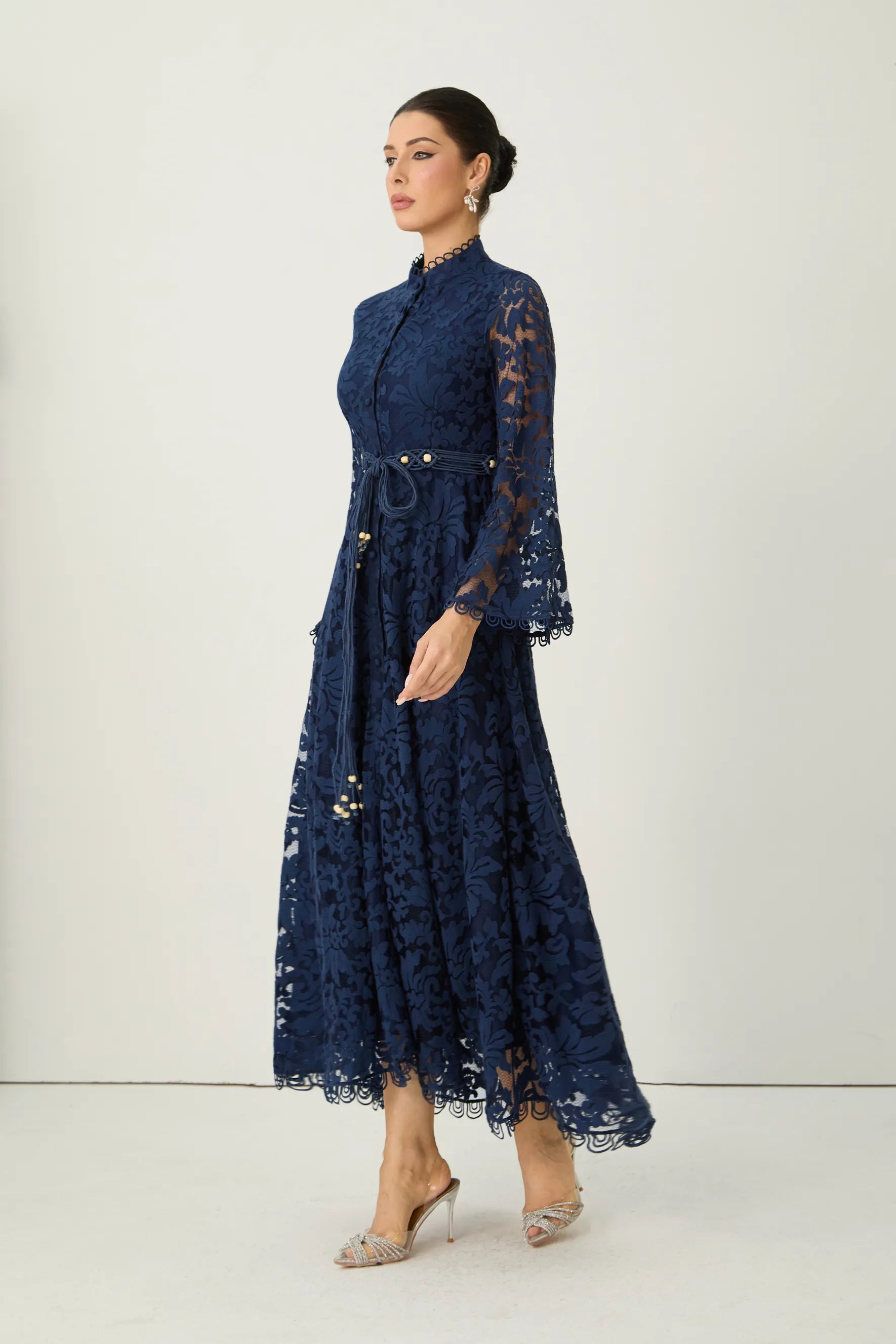 Blue Sheer Lace Maxi