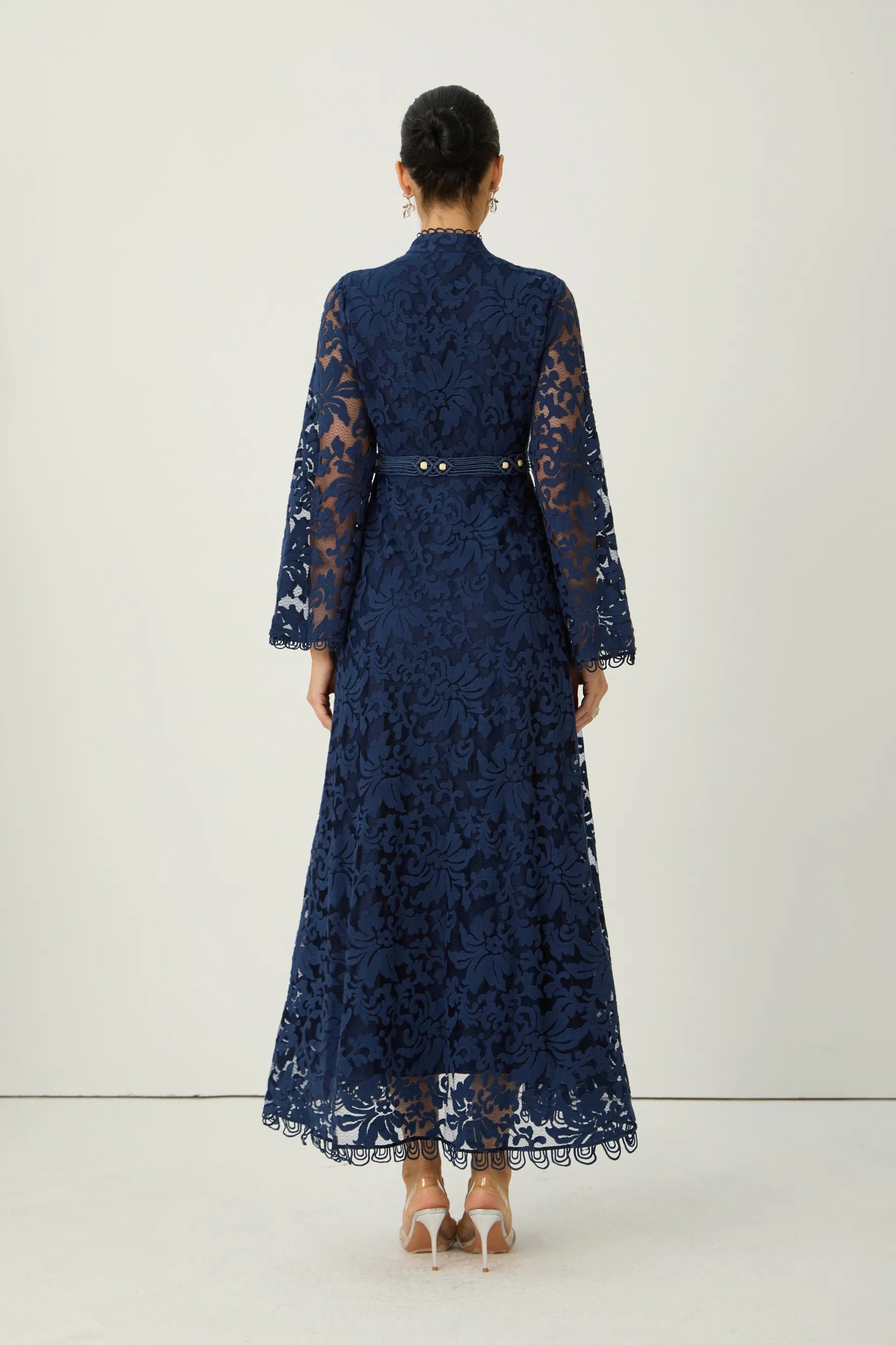 Blue Sheer Lace Maxi