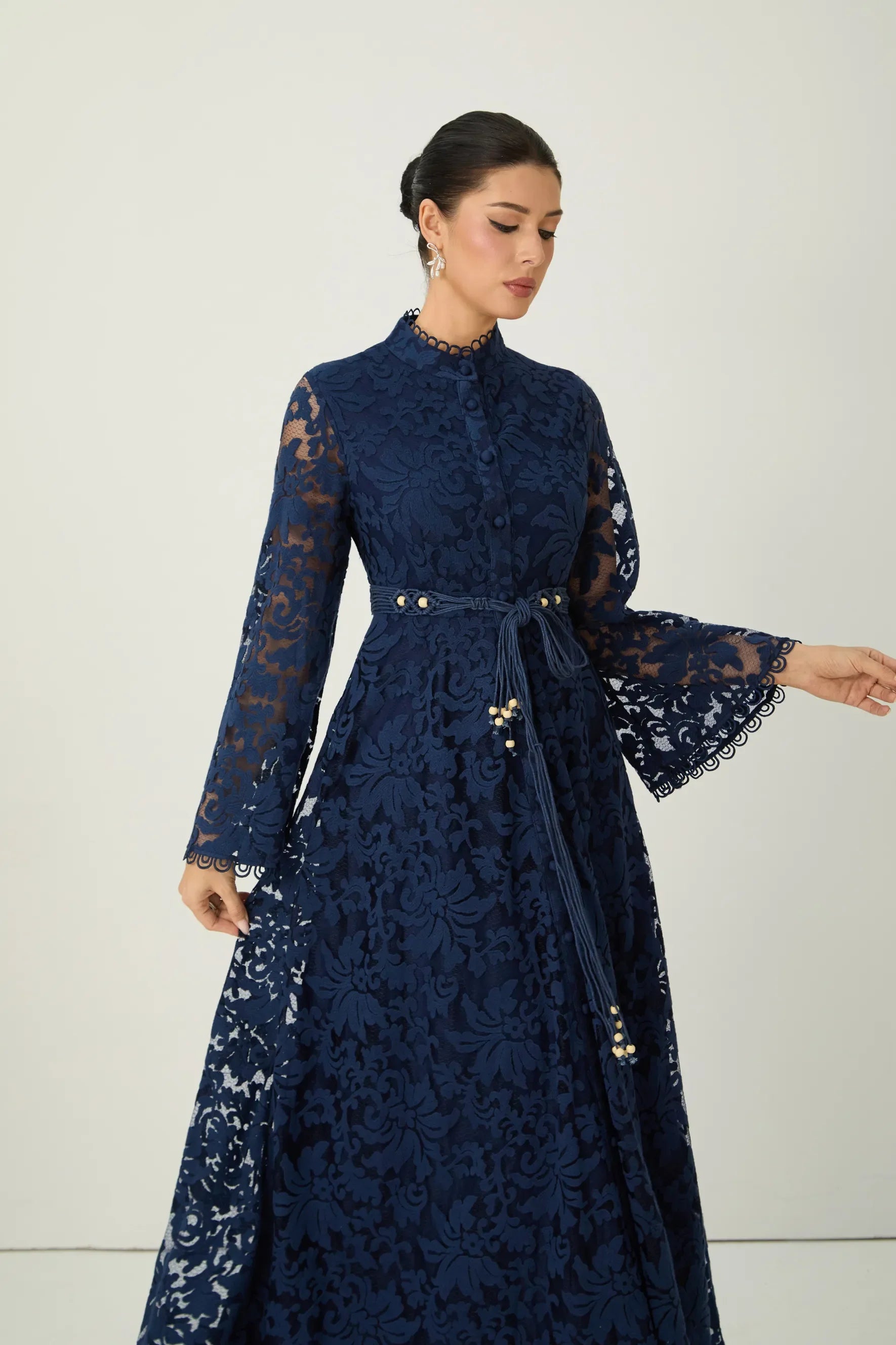 Blue Sheer Lace Maxi