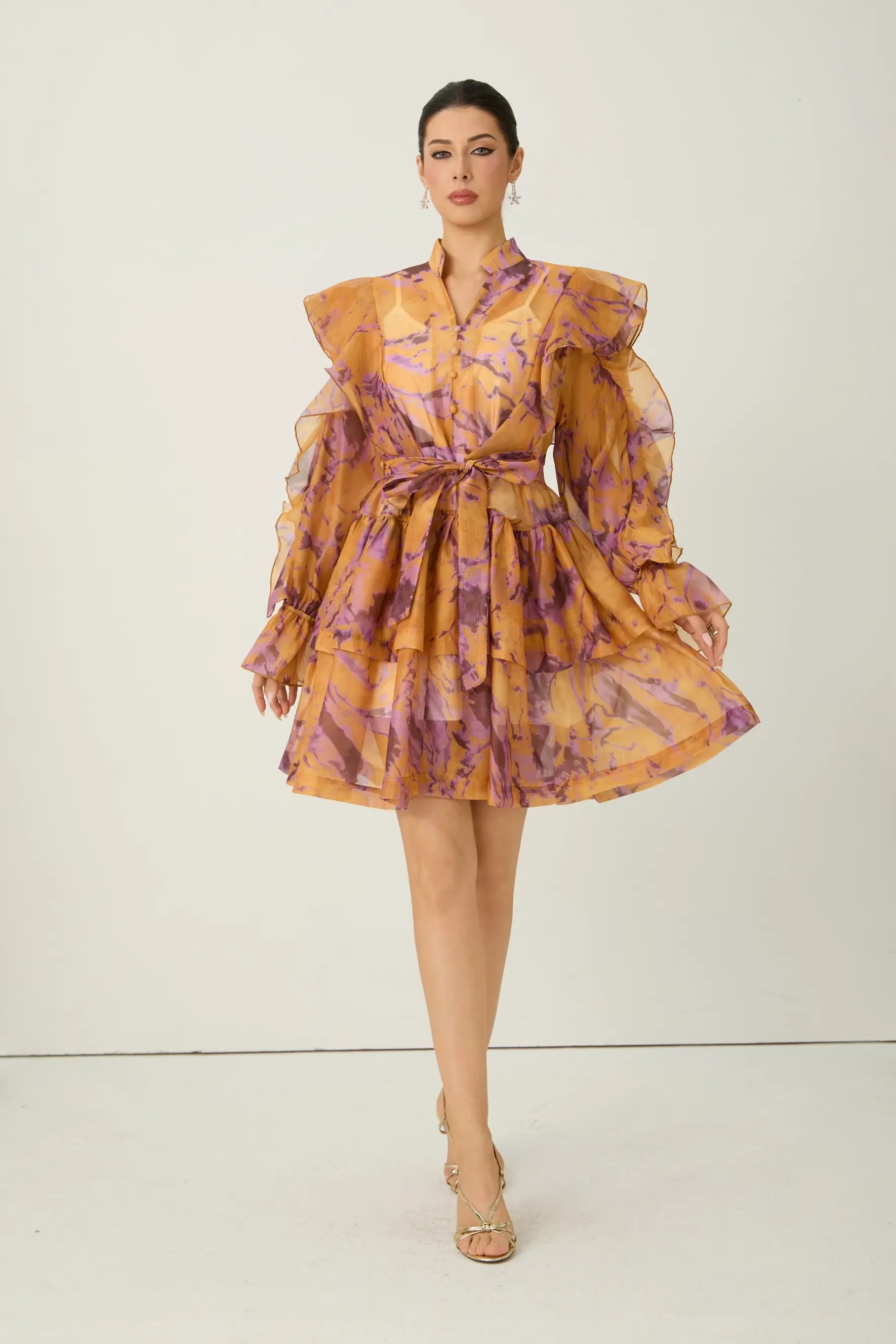 Orange Abstract Ruffle Mini