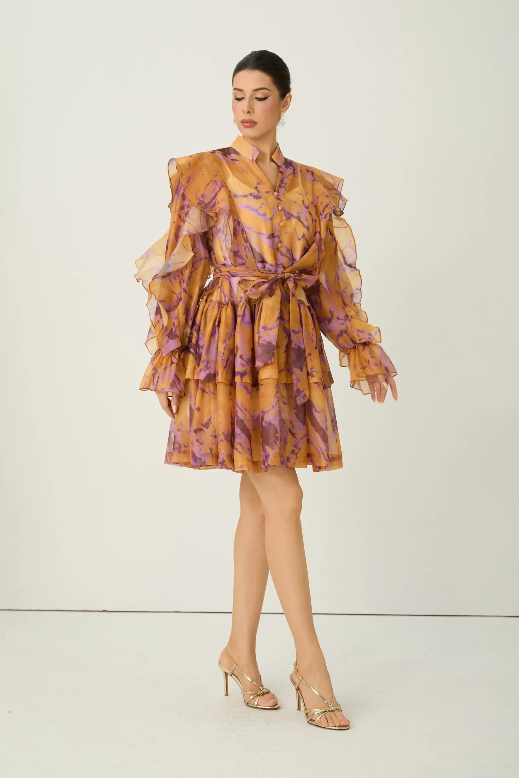 Orange Abstract Ruffle Mini