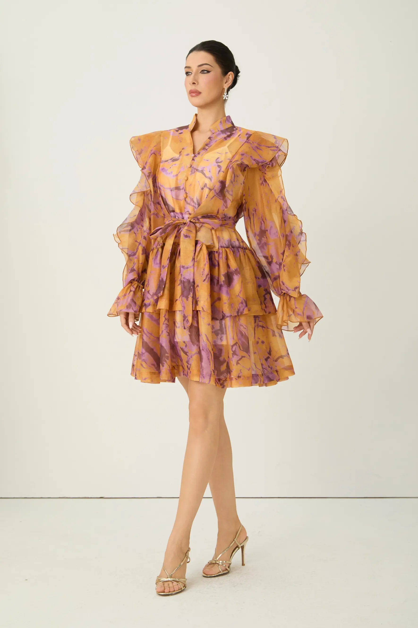 Orange Abstract Ruffle Mini