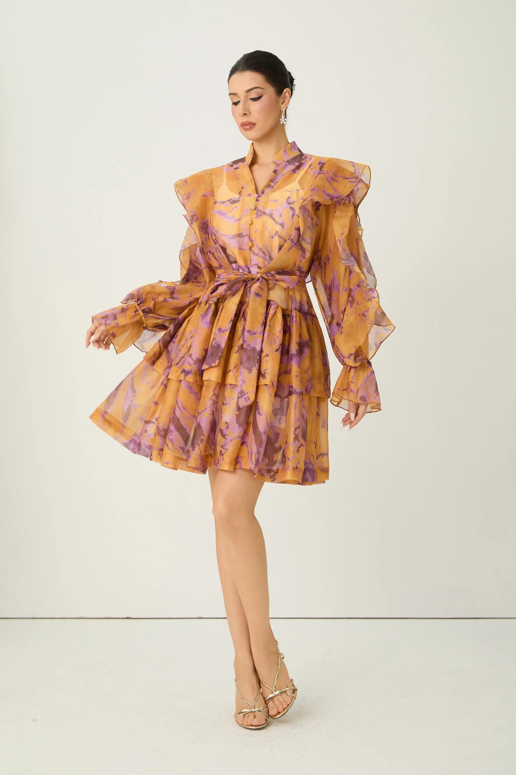 Orange Abstract Ruffle Mini