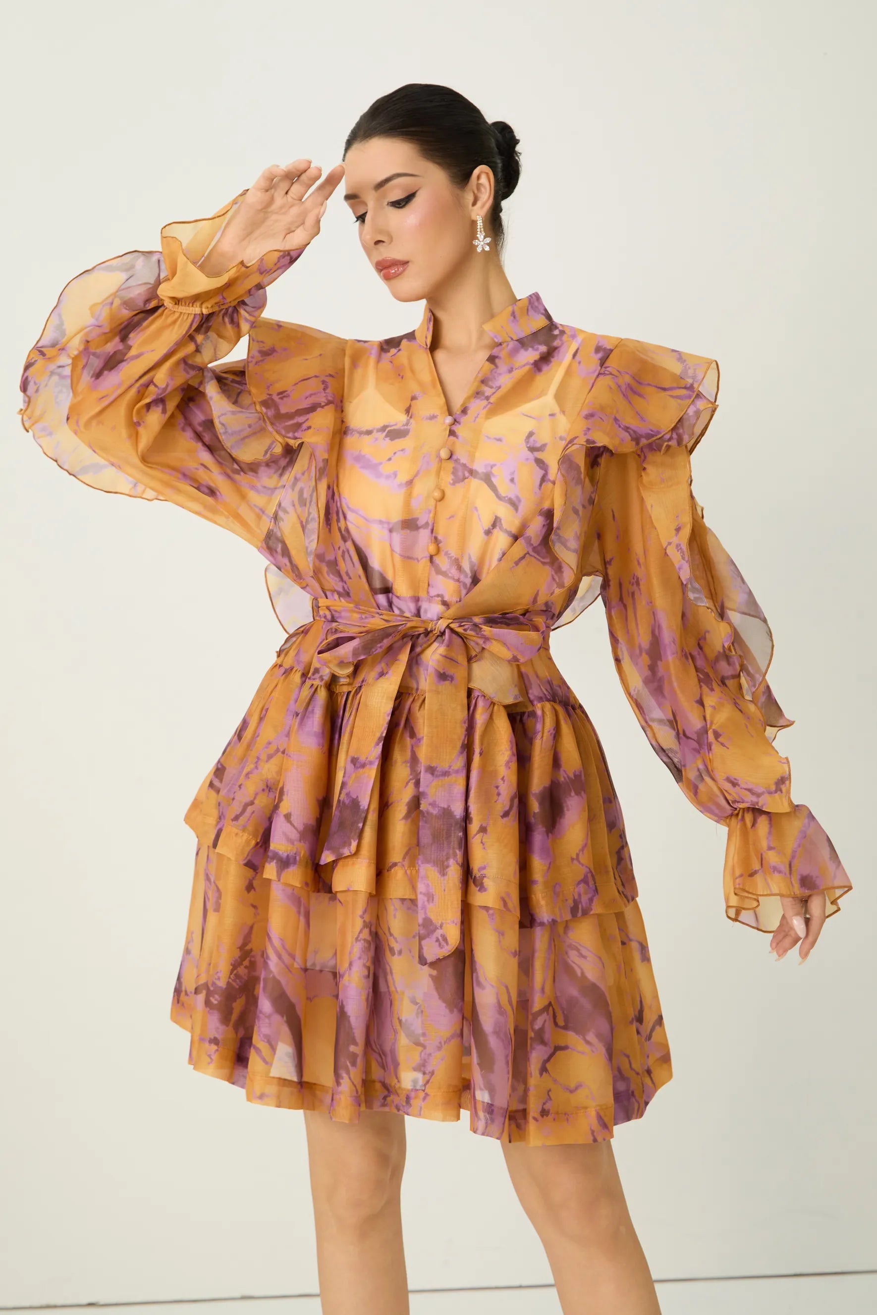 Orange Abstract Ruffle Mini