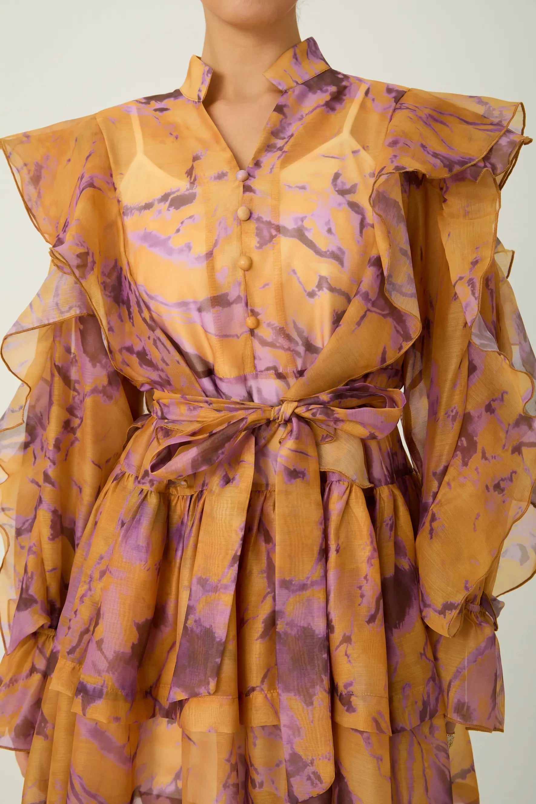 Orange Abstract Ruffle Mini