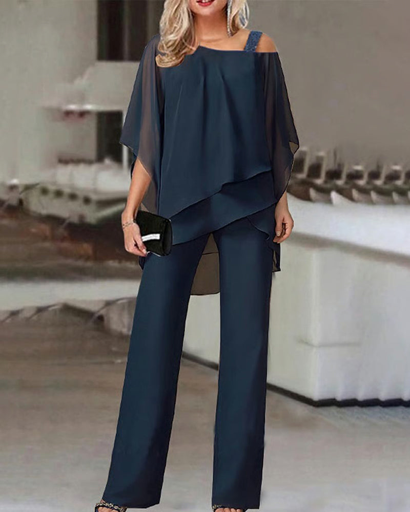 “Tweedélia Luxe Off-Shoulder Set with Batwing Sleeves”