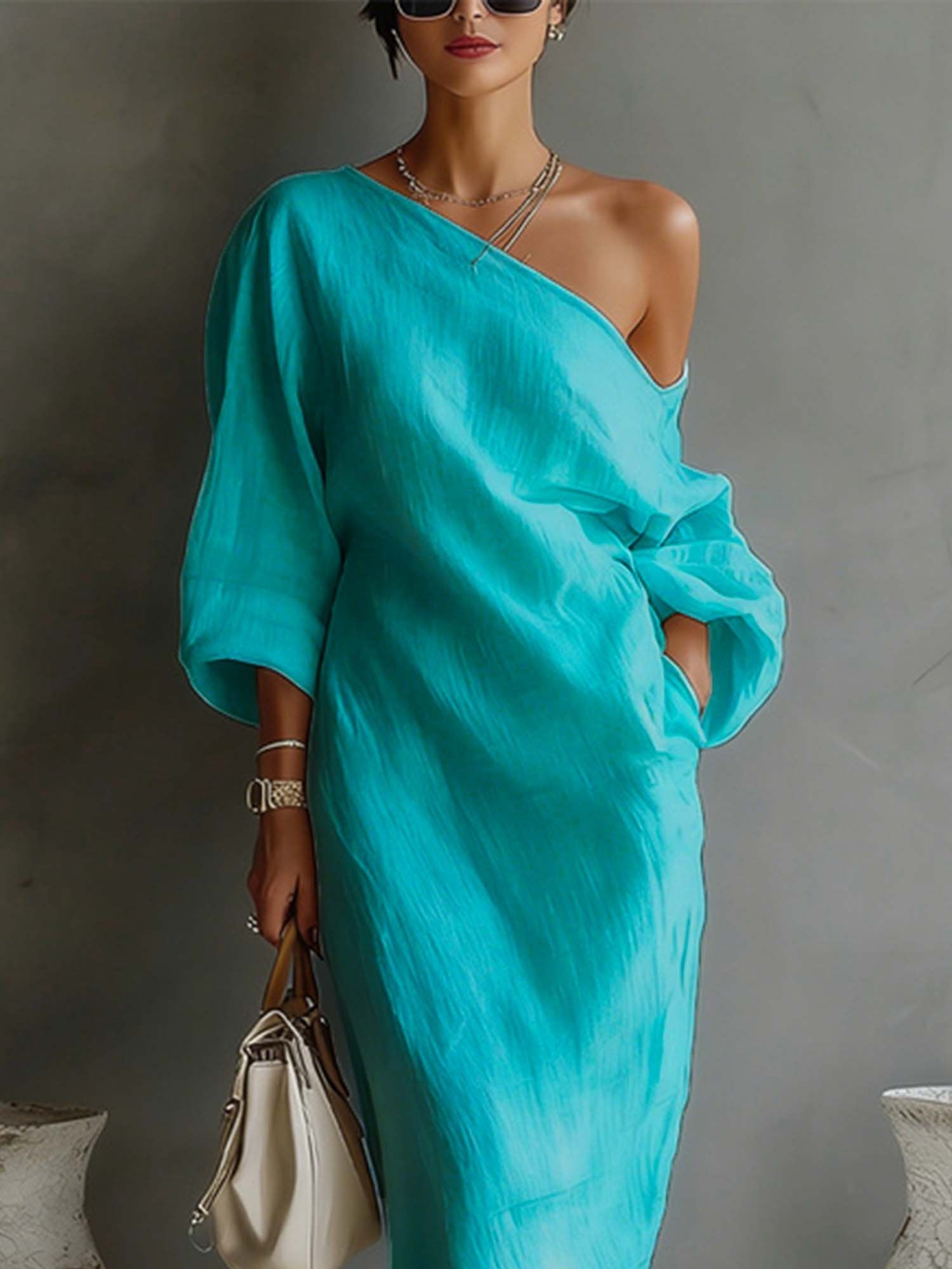 Lunara™ Asymmetrical Linen Maxi Dress