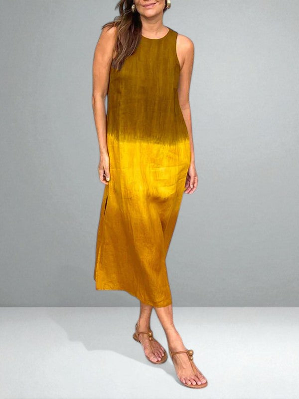 Linvera™ Cotton-Linen Print Maxi Dress