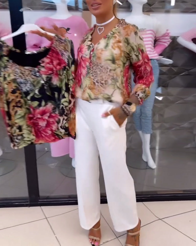 Florielle Petal V-Neck Blouse