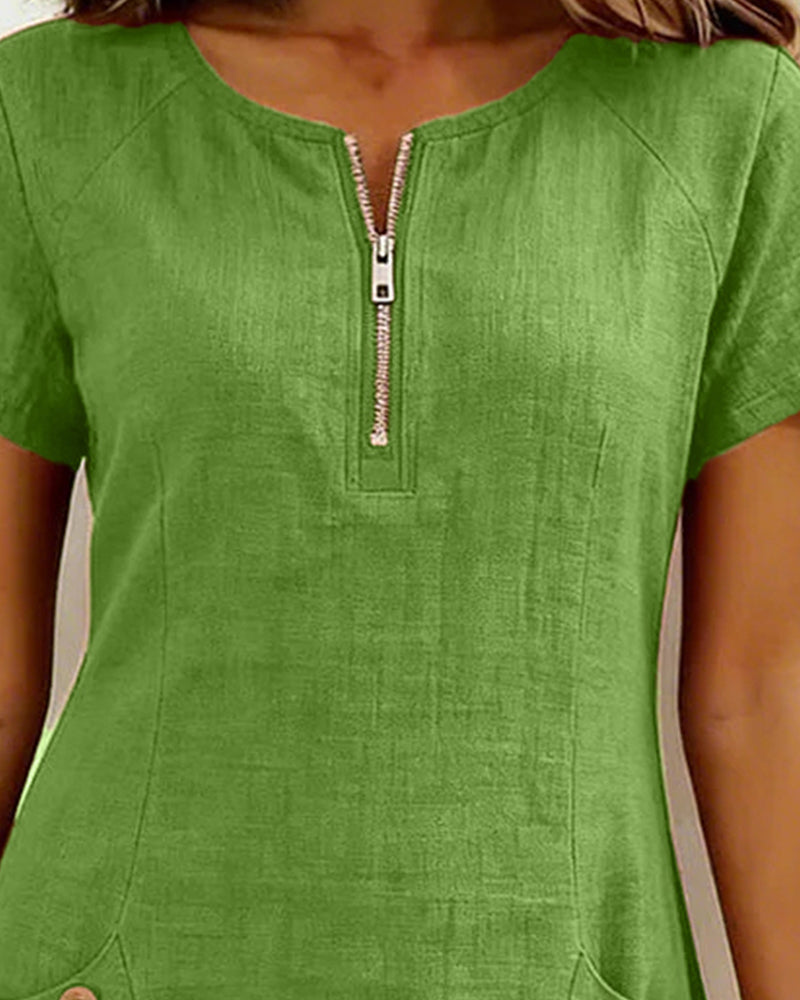 🌿 Casual Cotton Linen Dress with Pockets