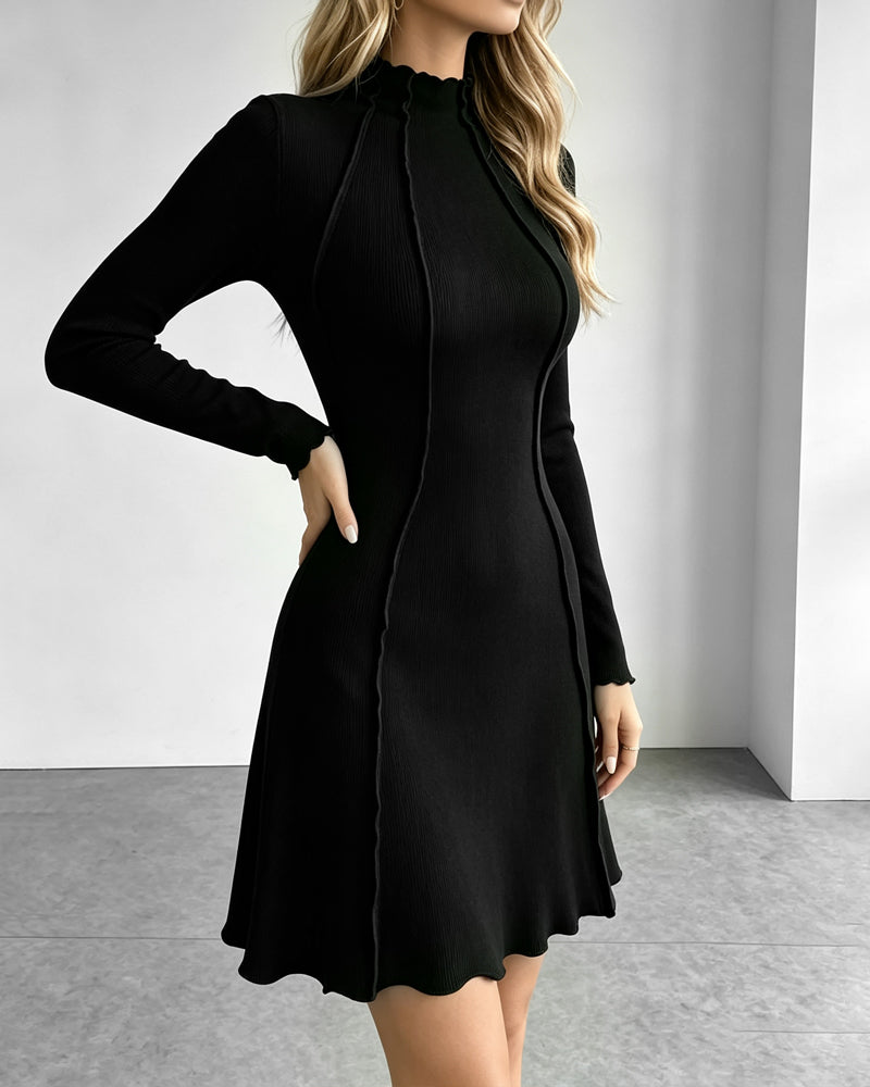 Women's Casual Solid Mock Neck Dress ✨
