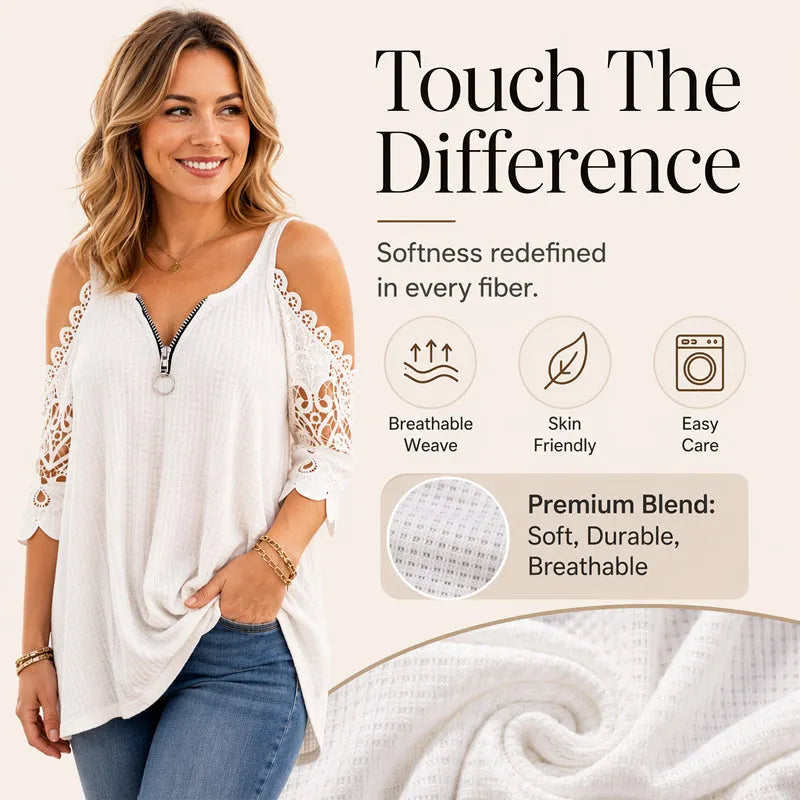 ⌛ Limited-Time Offer – Women’s Lace Off-Shoulder Blouse with Zipper