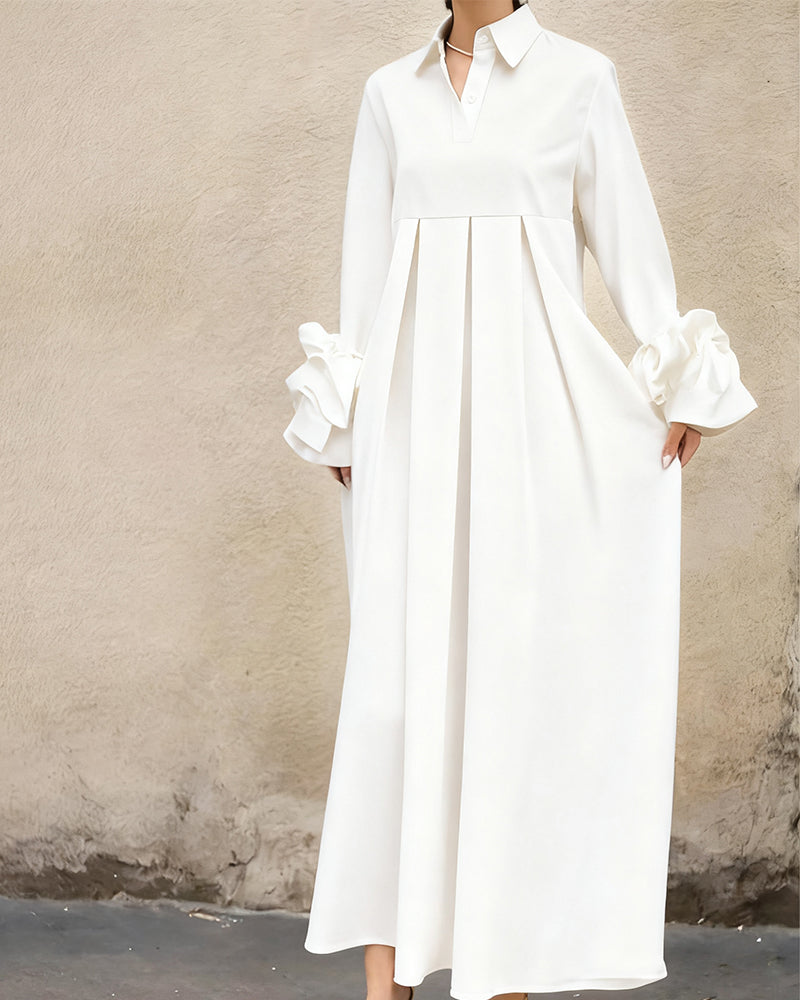 Fashion Shirt-Collar Flared Dress 👗✨
