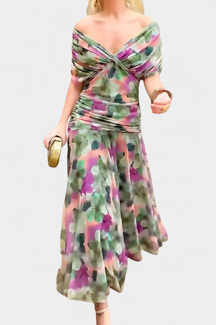 Alondra™ BloomVera Floral Maxi Dress with Elegant V-Neck