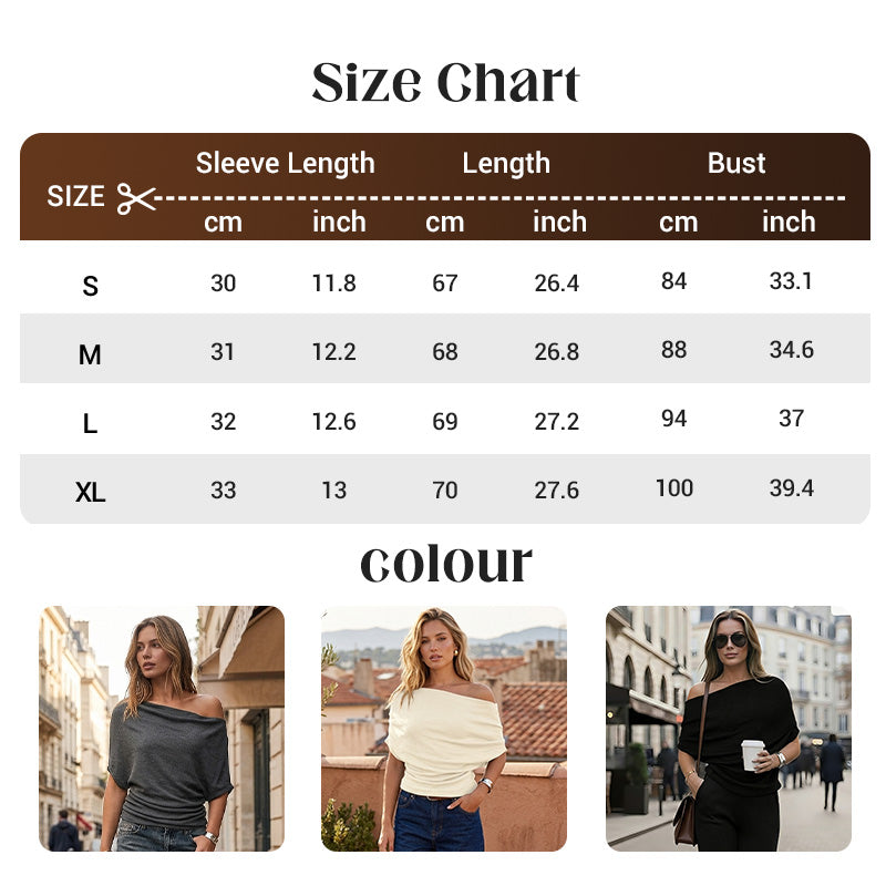 🔥 Hot sale 50% OFF！！🔥Women's Asymmetrical Off-Shoulder Batwing Sleeve Top