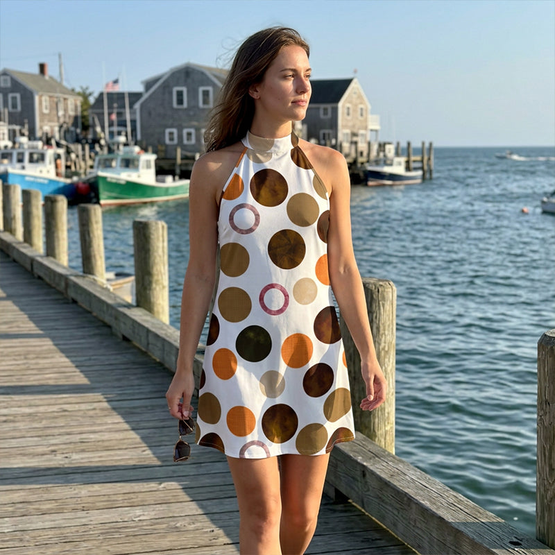 ☀️ Women's A-Line Dress with Tie-Neck Detail 🌸