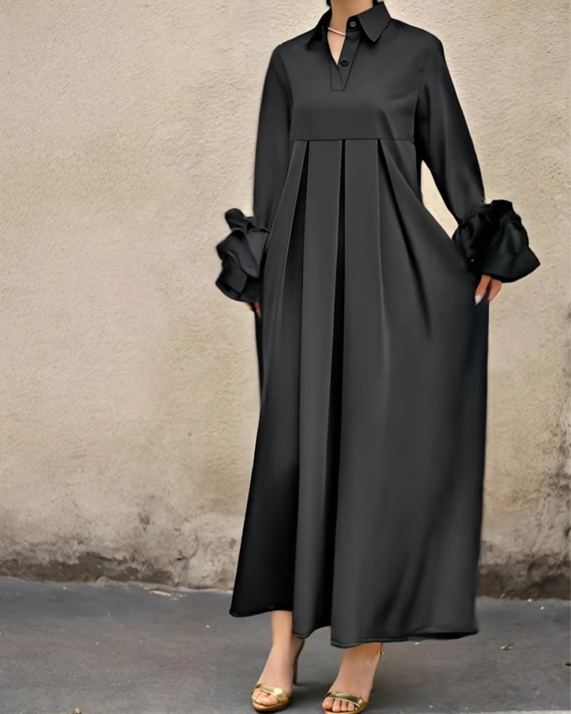 Fashion Shirt-Collar Flared Dress 👗✨