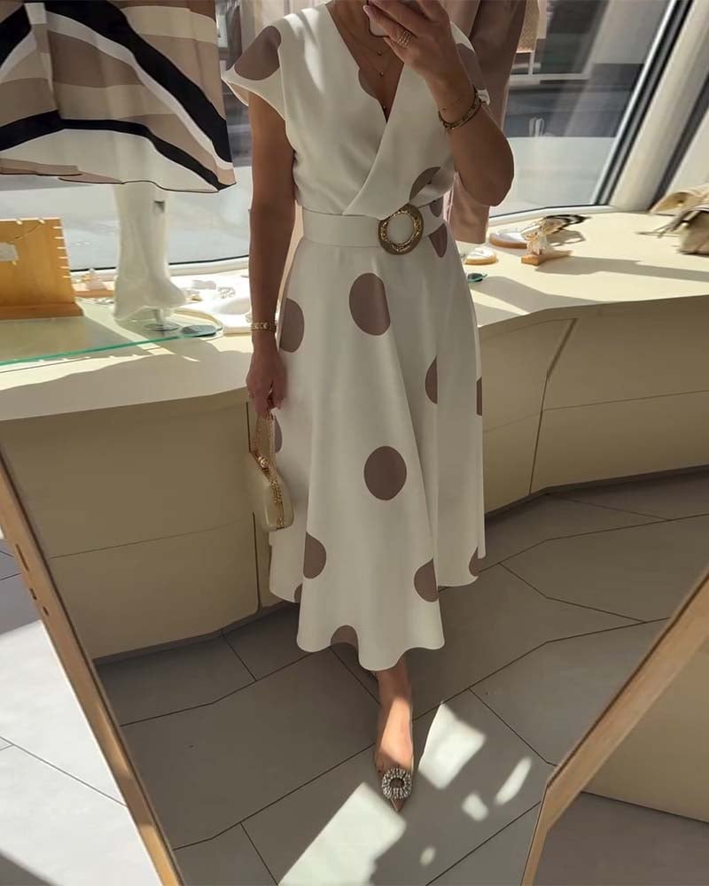 Lurevia™ Polka Dot V-Neck Dress