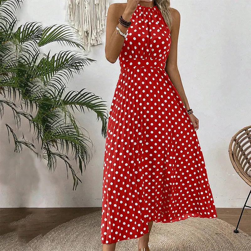 ✨ Polka Dot Halter Neck Dress – Flowy, Flattering & Chic Retro Style 🌼