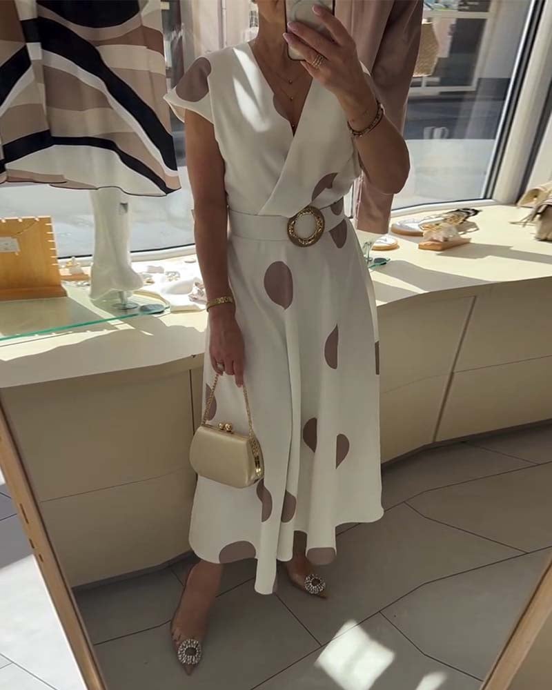 Lurevia™ Polka Dot V-Neck Dress
