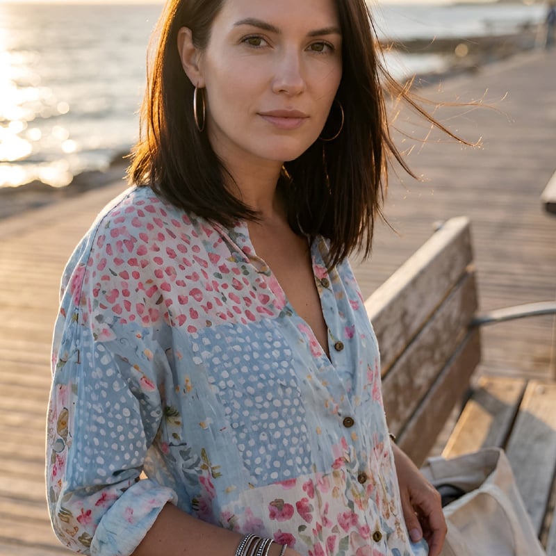 Florvex™ | Artistic Patchwork Relaxed Shirt
