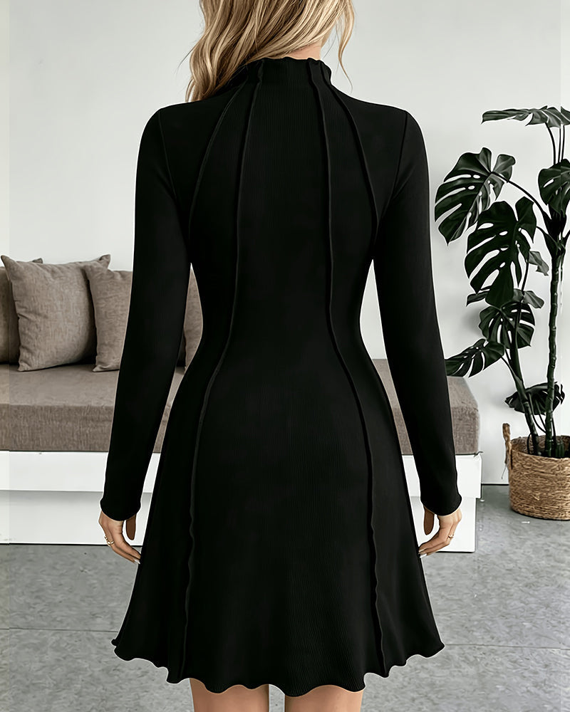 Women's Casual Solid Mock Neck Dress ✨