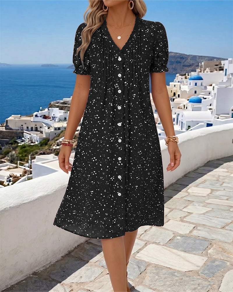 Florayne ButtonBloom V-Neck Dress