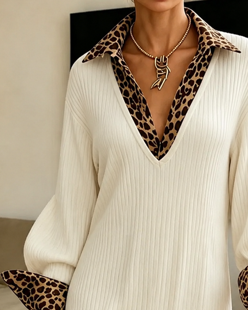 Short Leopard Patchwork Dress